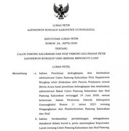 SK LURAH PETIR PENETAPAN CALON PAMONG DAN STAF YANG BERHAK MENGIKUTI UJIAN PENYARINGAN